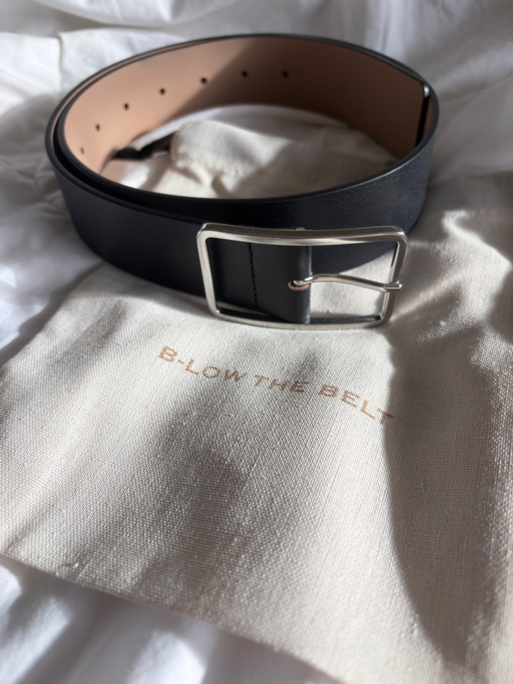 B-Low the Belt Black Leather Belt with Silver Buckle